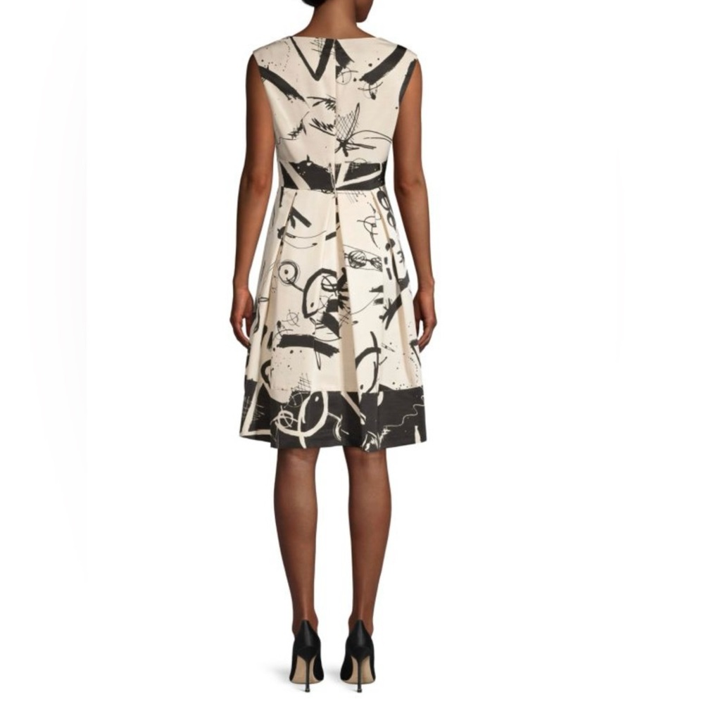 Donna Karan New York Abstract Black and White A-Line Dress Size 8 - Picture 5 of 11